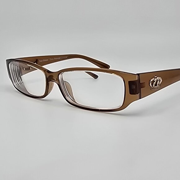 Juicy Couture Drama Queen 01X7 Crystal Brown Gold Cat Eye Eyeglasses Frame Italy - Picture 1 of 12
